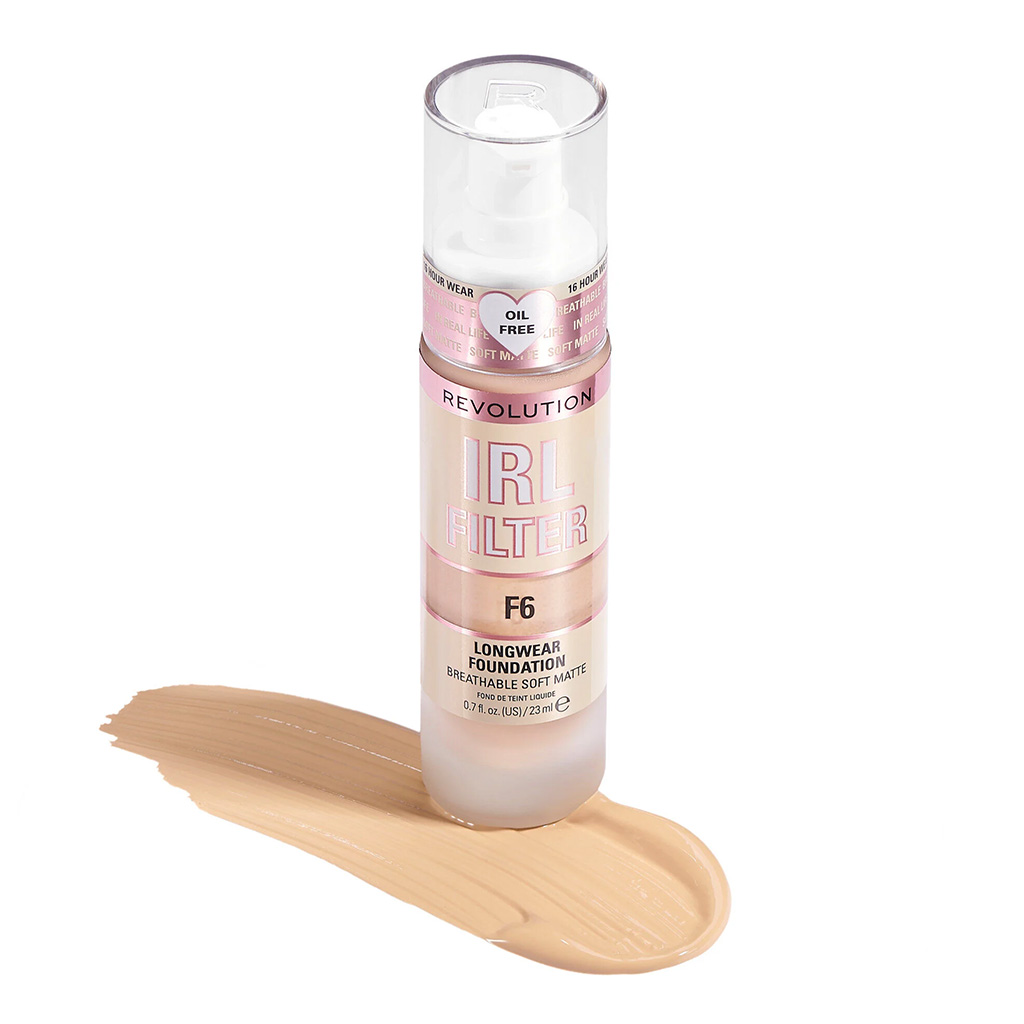 Makeup Revolution, IRL filter longwear foundation F6, Long-lasting foundation with natural finish