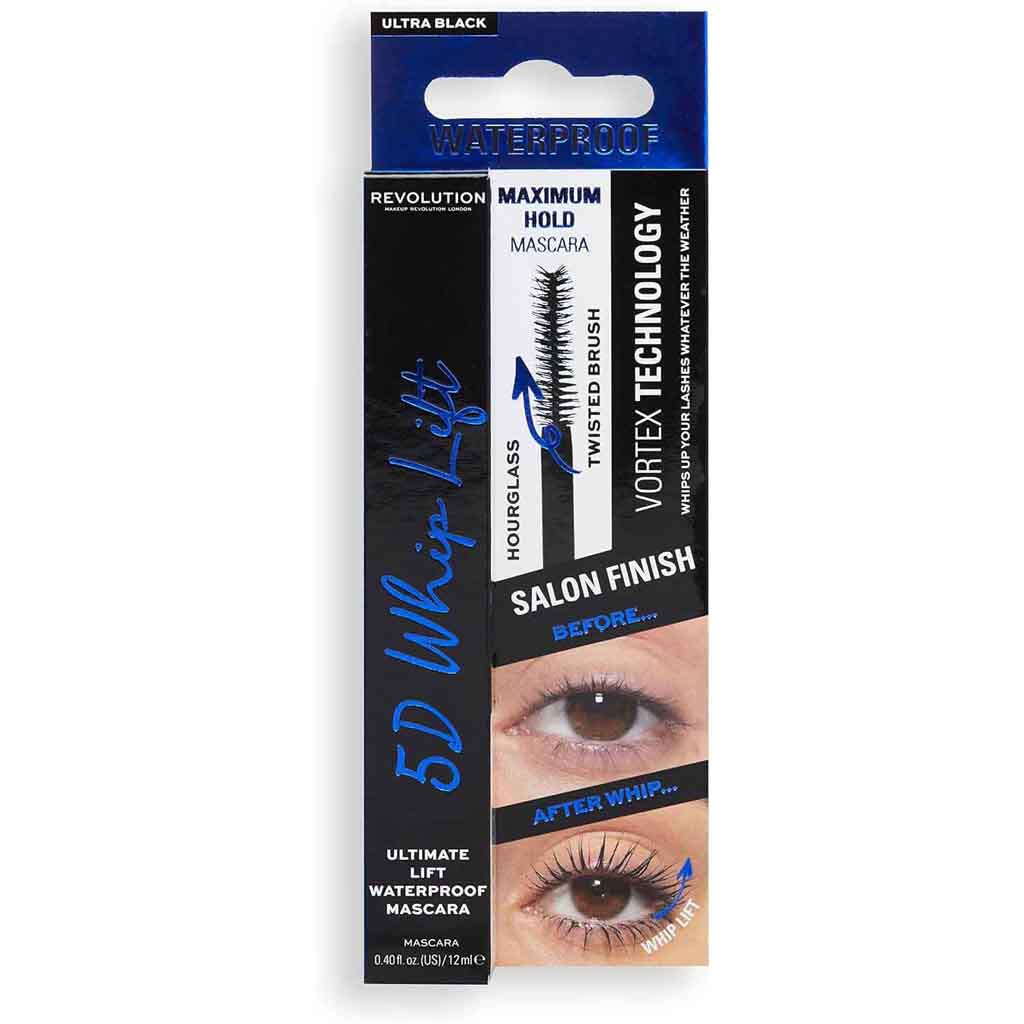 Makeup Revolution, 5D Whip Lift Waterproof Mascara, Waterproof mascara for lifted voluminous lashes