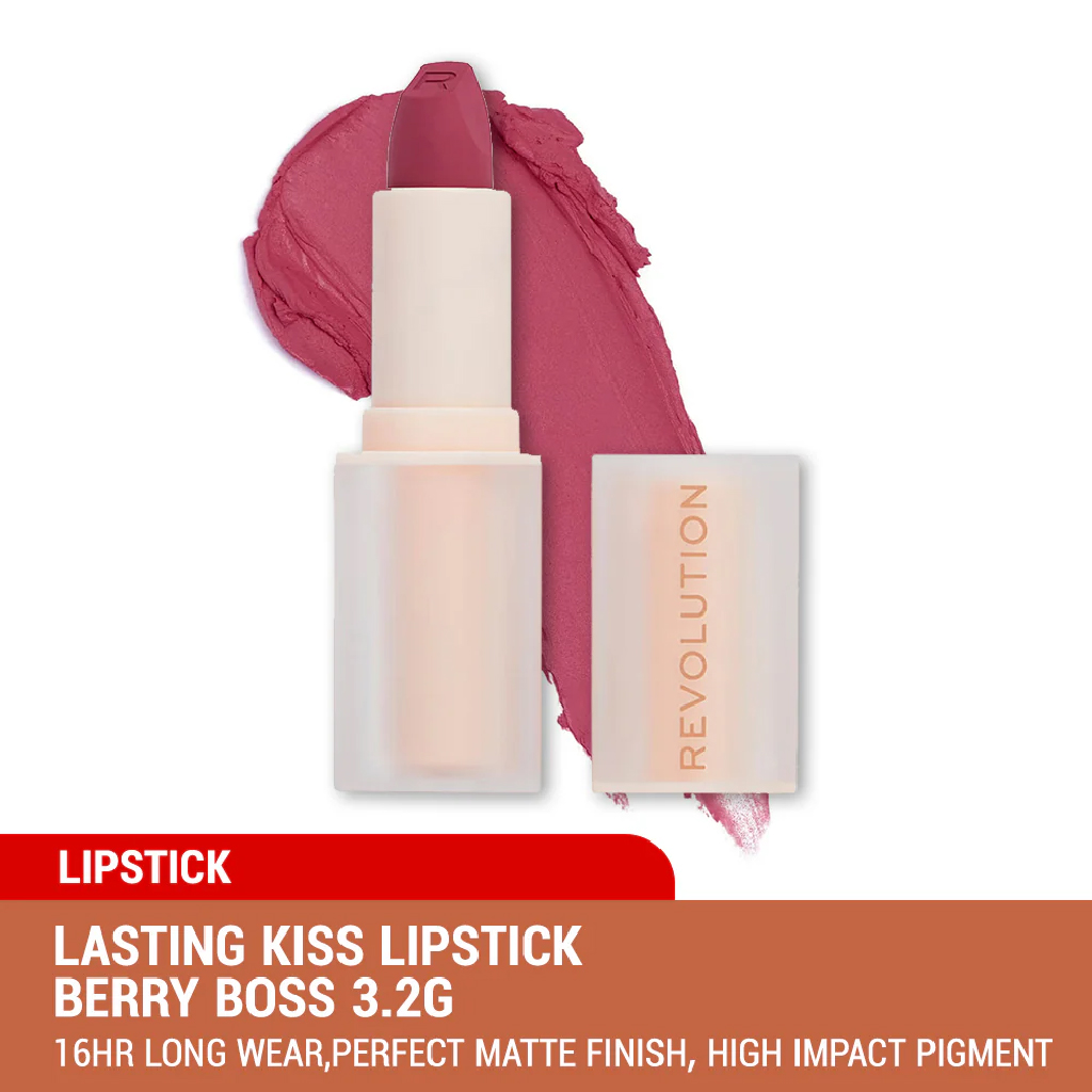 Makeup Revolution, Lasting Kiss Lipstick, Berry Boss, Longwear moisturizing berry lip colour