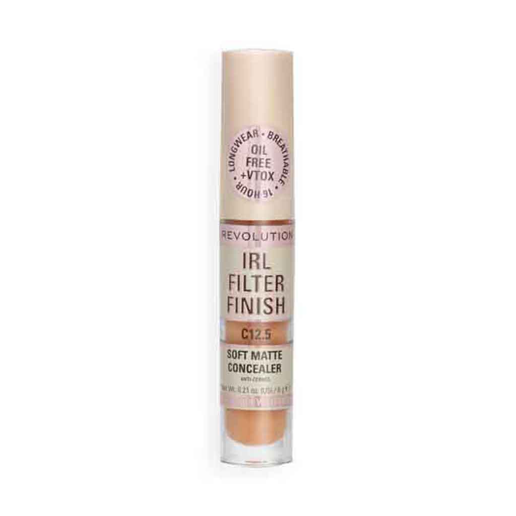 Makeup Revolution, Irl Filter Finish Concealer C12.5, Lightweight full coverage concealer for natural look