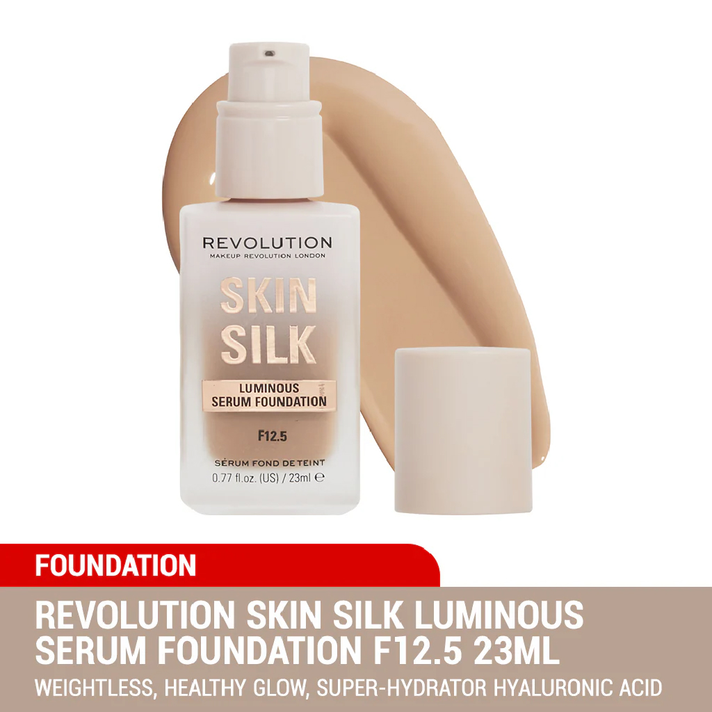 Makeup Revolution, Skin Silk Serum Foundation, Lightweight serum foundation with natural finish, Shade F12.5