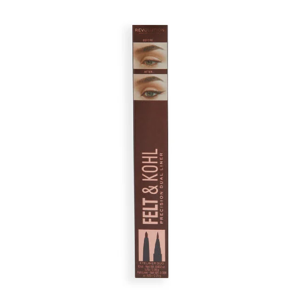 Makeup Revolution, Felt & Kohl Eyeliner, Intense brown color with smooth application