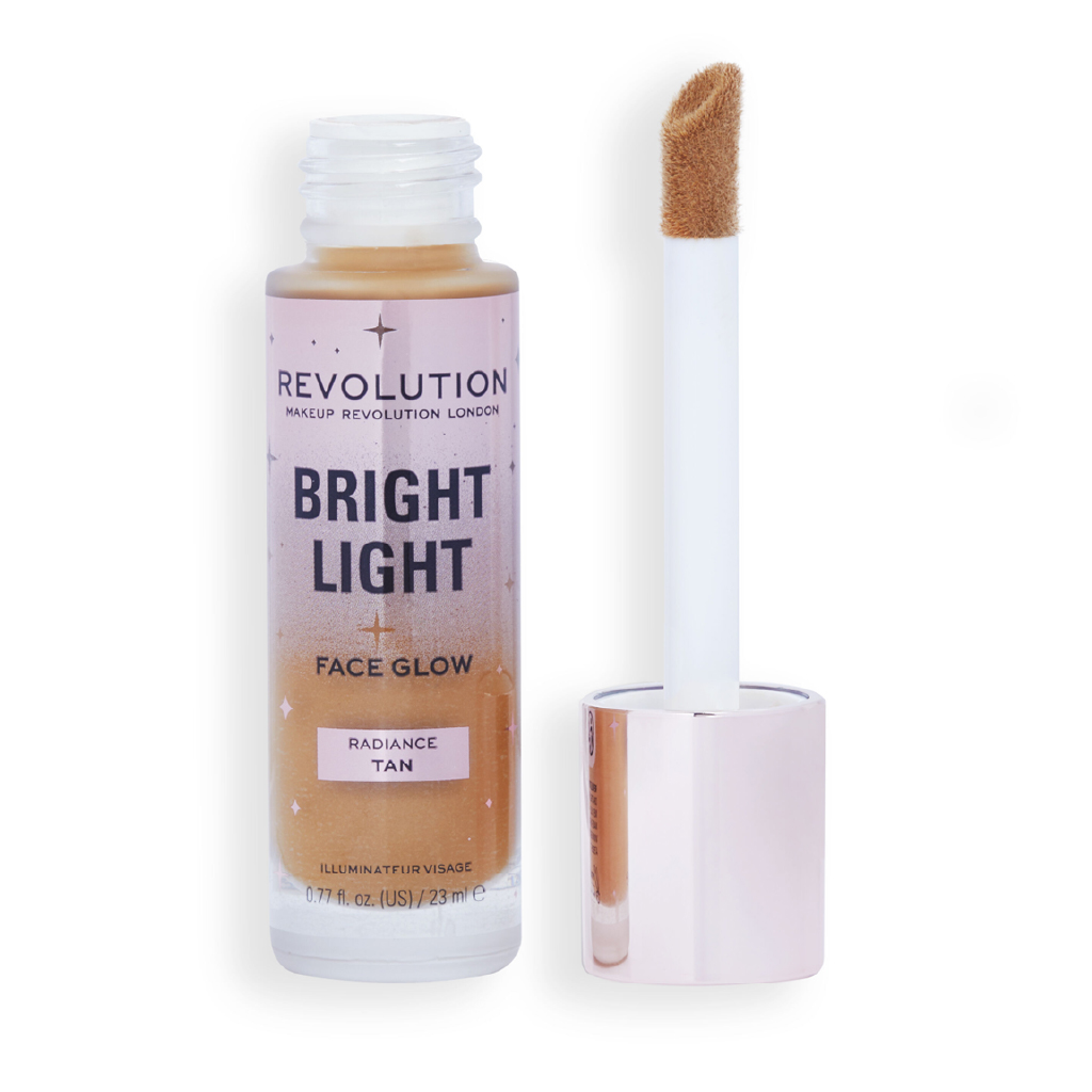 Makeup Revolution, Bright Light Face Glow, Radiance-boosting liquid highlighter in tan shade