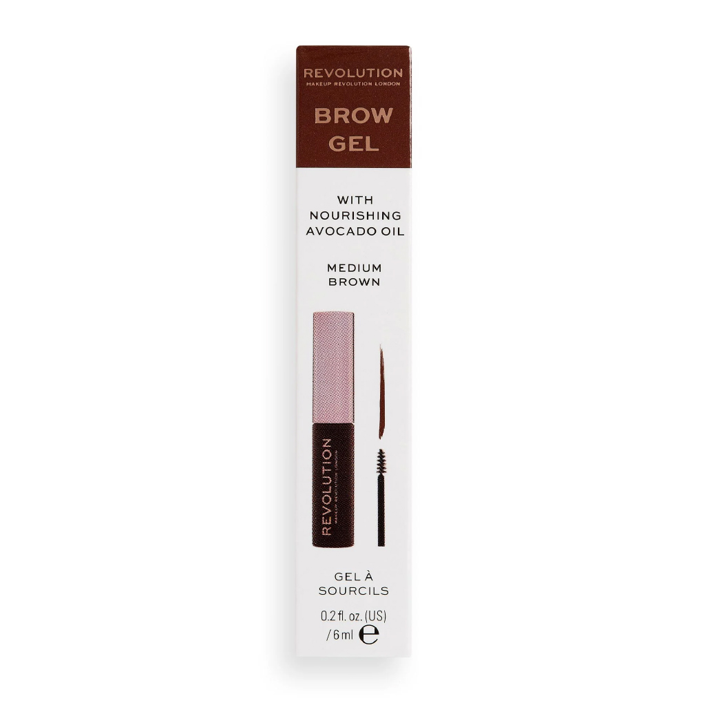 Makeup Revolution, Brow Gel, Medium brown tinted gel for natural brow hold
