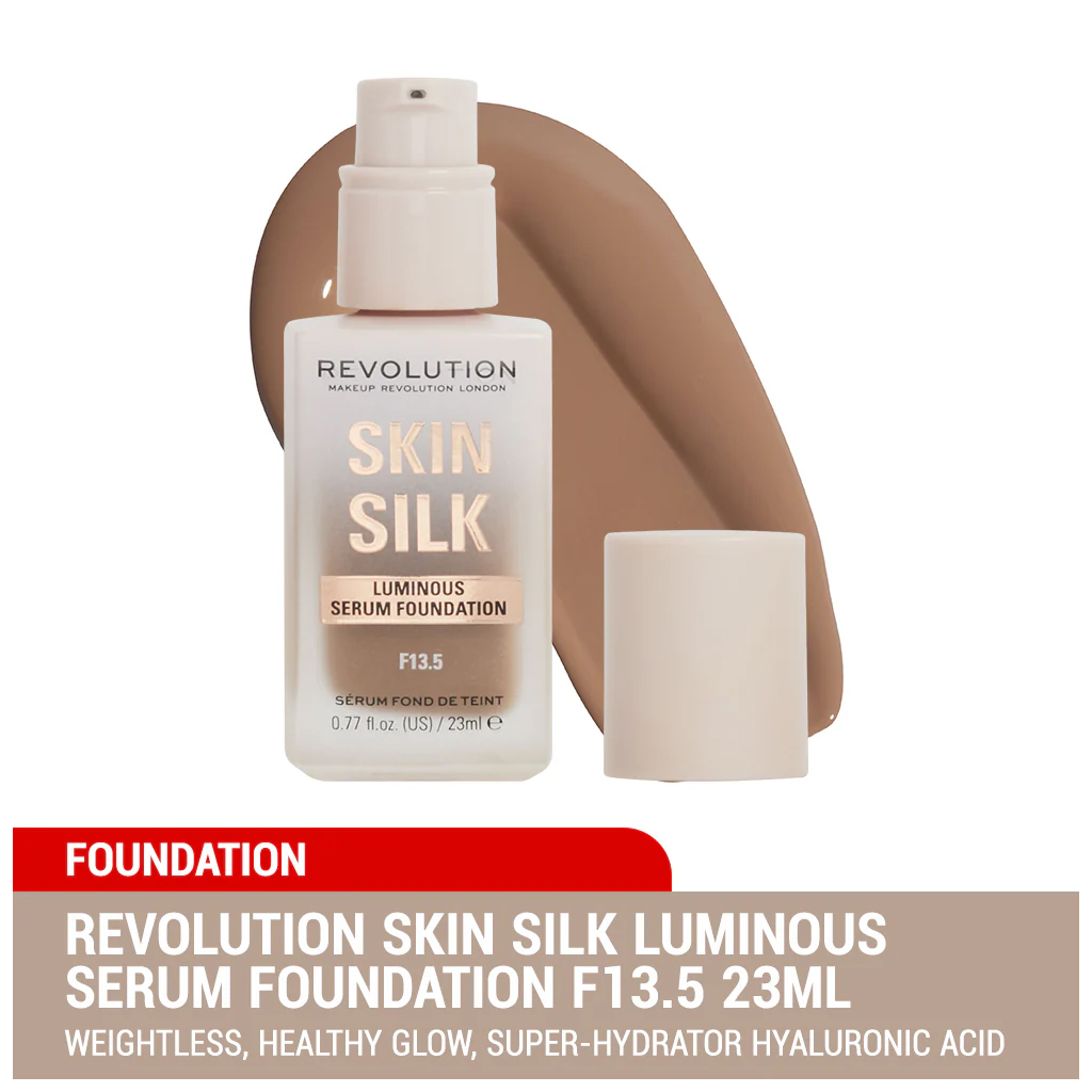 Makeup Revolution, Skin Silk Serum Foundation F13.5, Lightweight serum foundation with natural finish