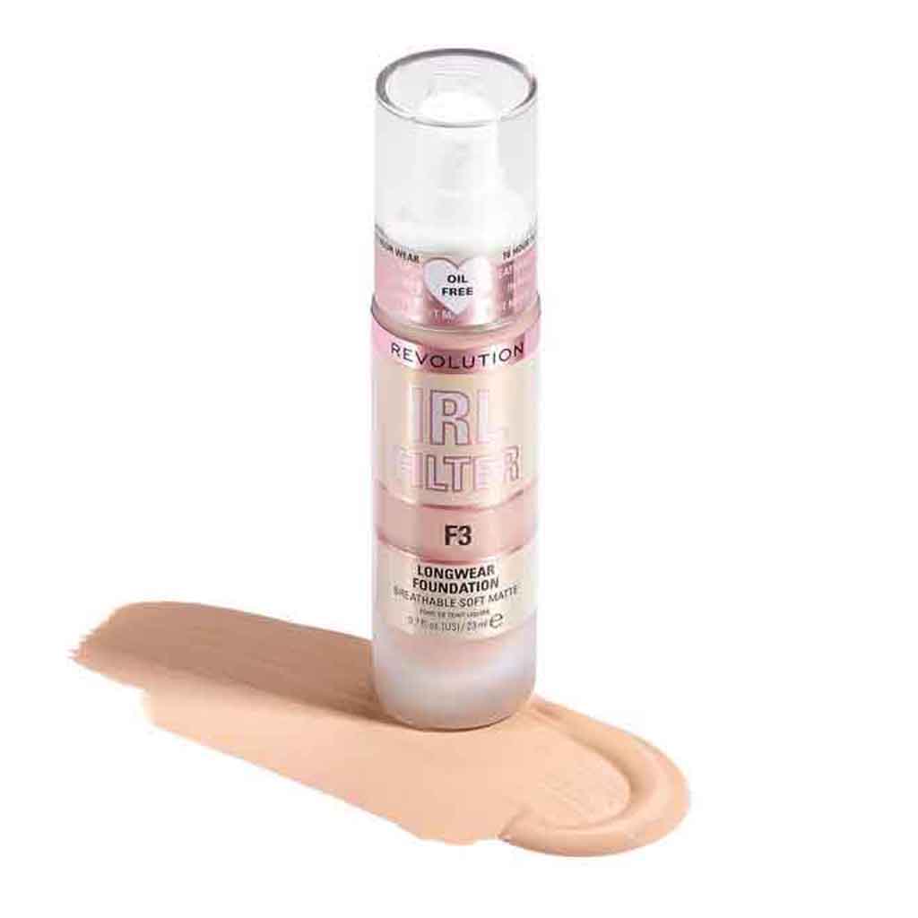 Makeup Revolution, IRL Filter Longwear Foundation F3, Lightweight foundation with long-lasting coverage