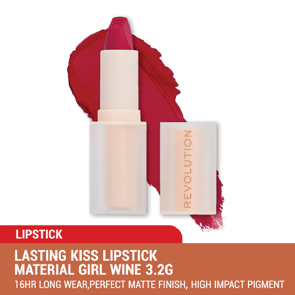 Makeup Revolution, Lasting Kiss Lipstick, Long-lasting creamy lipstick in Material Girl Wine