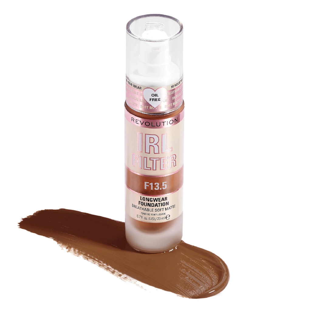 Makeup Revolution, IRL Filter Longwear Foundation F13.5, Full coverage foundation for deep skin tones