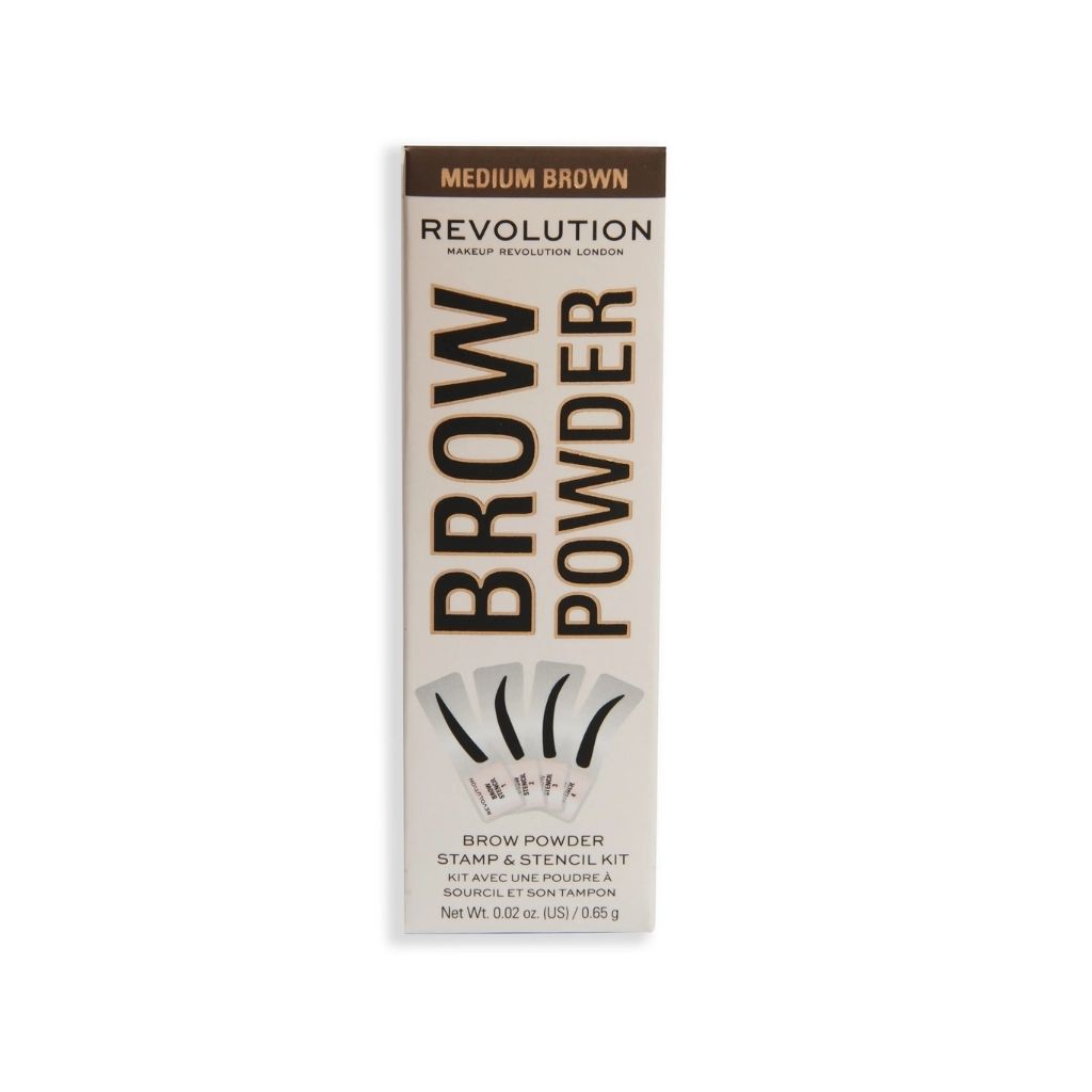 Makeup Revolution, Stamp & Stencil Kit, Easy brow shaping and tinting kit, medium brown