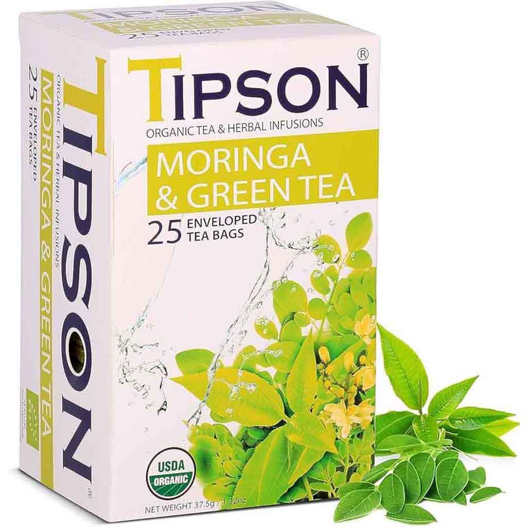 Tipson, Moringa and Green Tea, Antioxidant-rich herbal blend, 25 tea bags