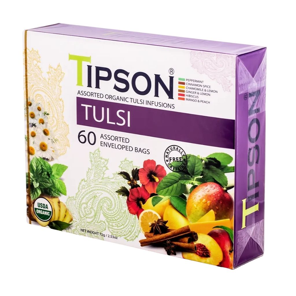Tipson, Tulsi Assorted Gift Pack, Herbal tea gift set with assorted tulsi flavors, 60 teabags