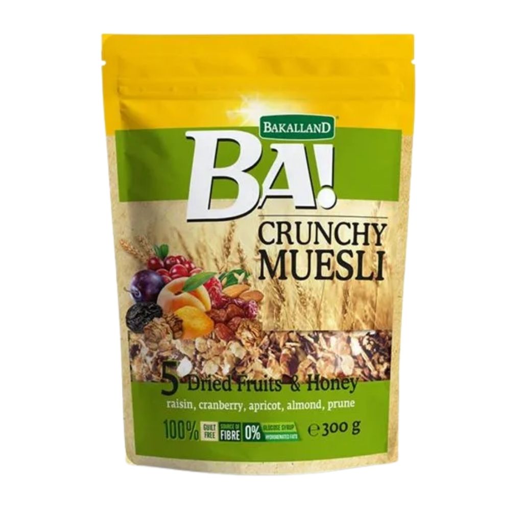 Bakalland Ba! Crunchy Muesli: 5 Dried Fruits & Honey, 300 G