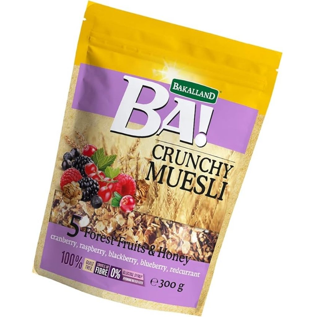 Bakalland, Ba! Crunchy Muesli Forest Fruits & Honey, Healthy breakfast cereal with fruits and honey, 300 g