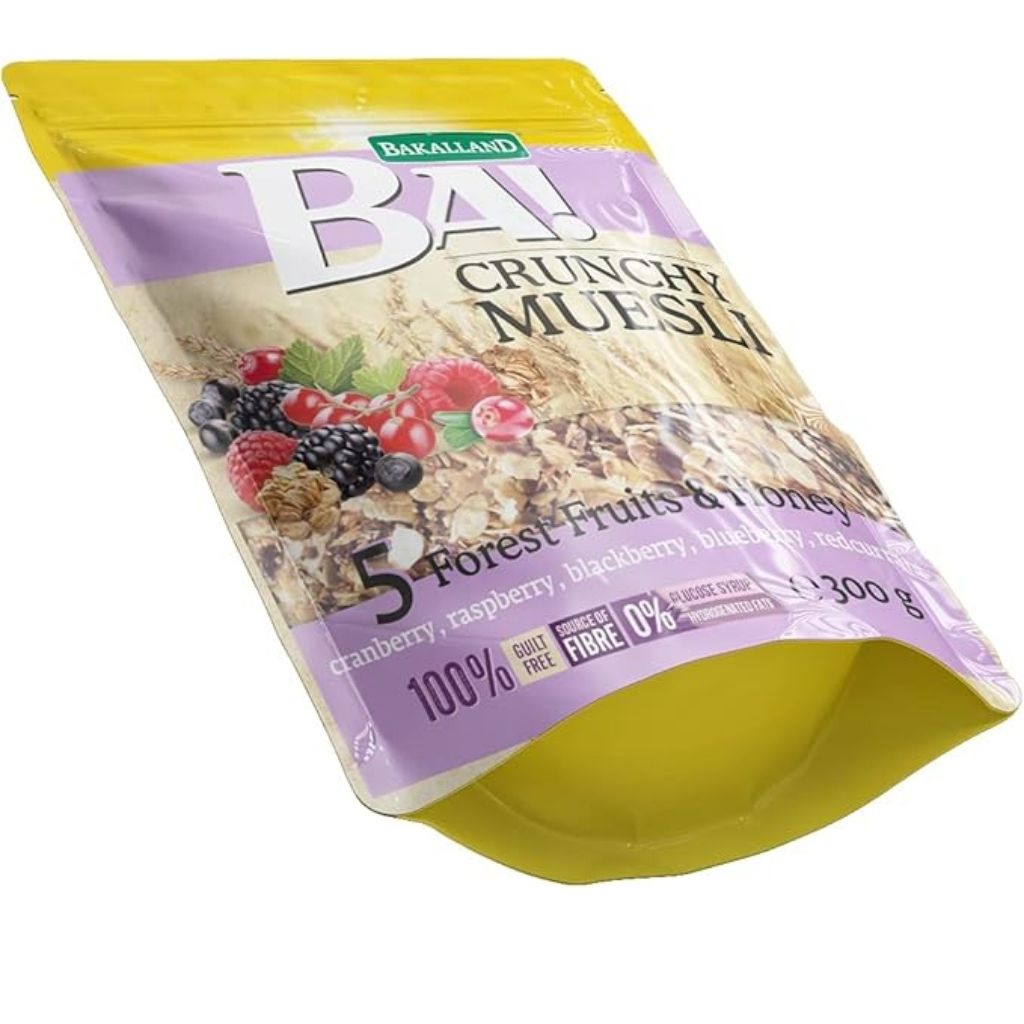 Bakalland, Ba! Crunchy Muesli Forest Fruits & Honey, Healthy breakfast cereal with fruits and honey, 300 g
