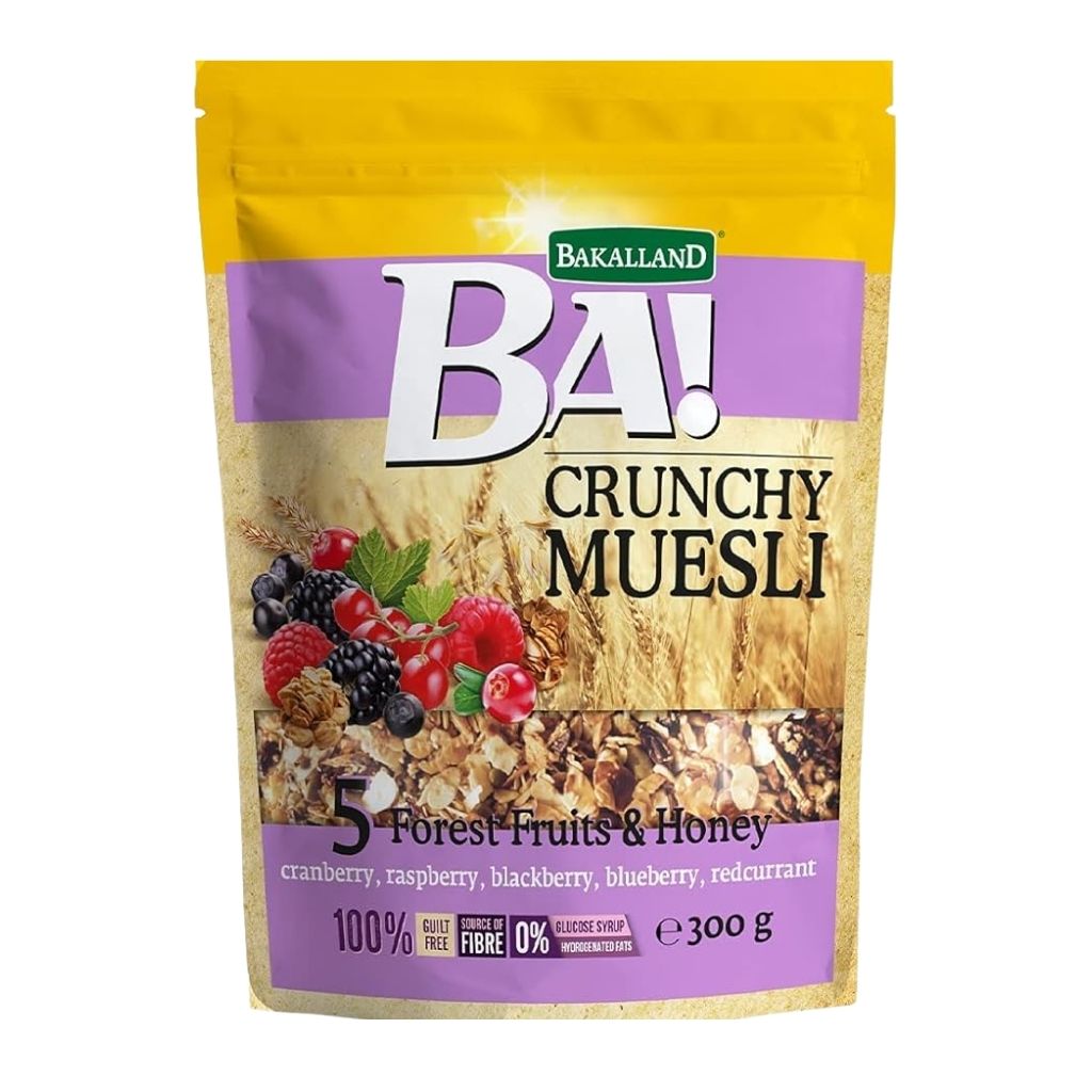 Bakalland, Ba! Crunchy Muesli Forest Fruits & Honey, Healthy breakfast cereal with fruits and honey, 300 g