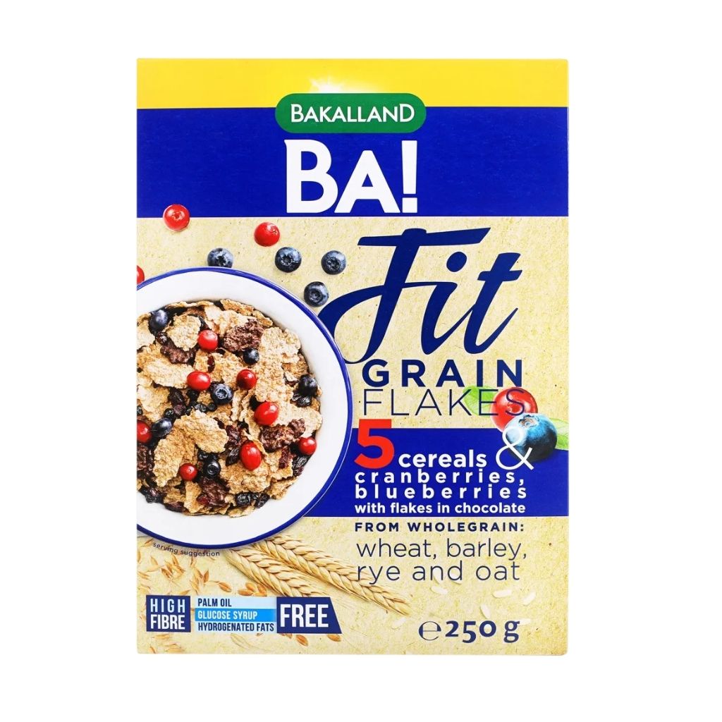 Bakalland, Ba! Fit Grain Cranberry & Blueberry, Healthy grain snack with cranberries and blueberries, 250 g