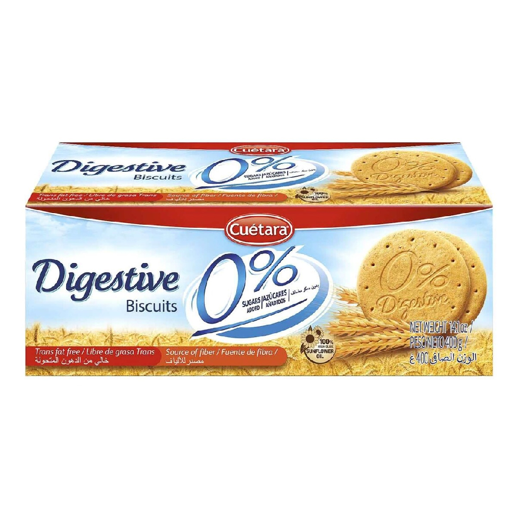Cuetara, Digestive Biscuits 0%, High fiber digestive biscuits for healthy digestion, 400 g