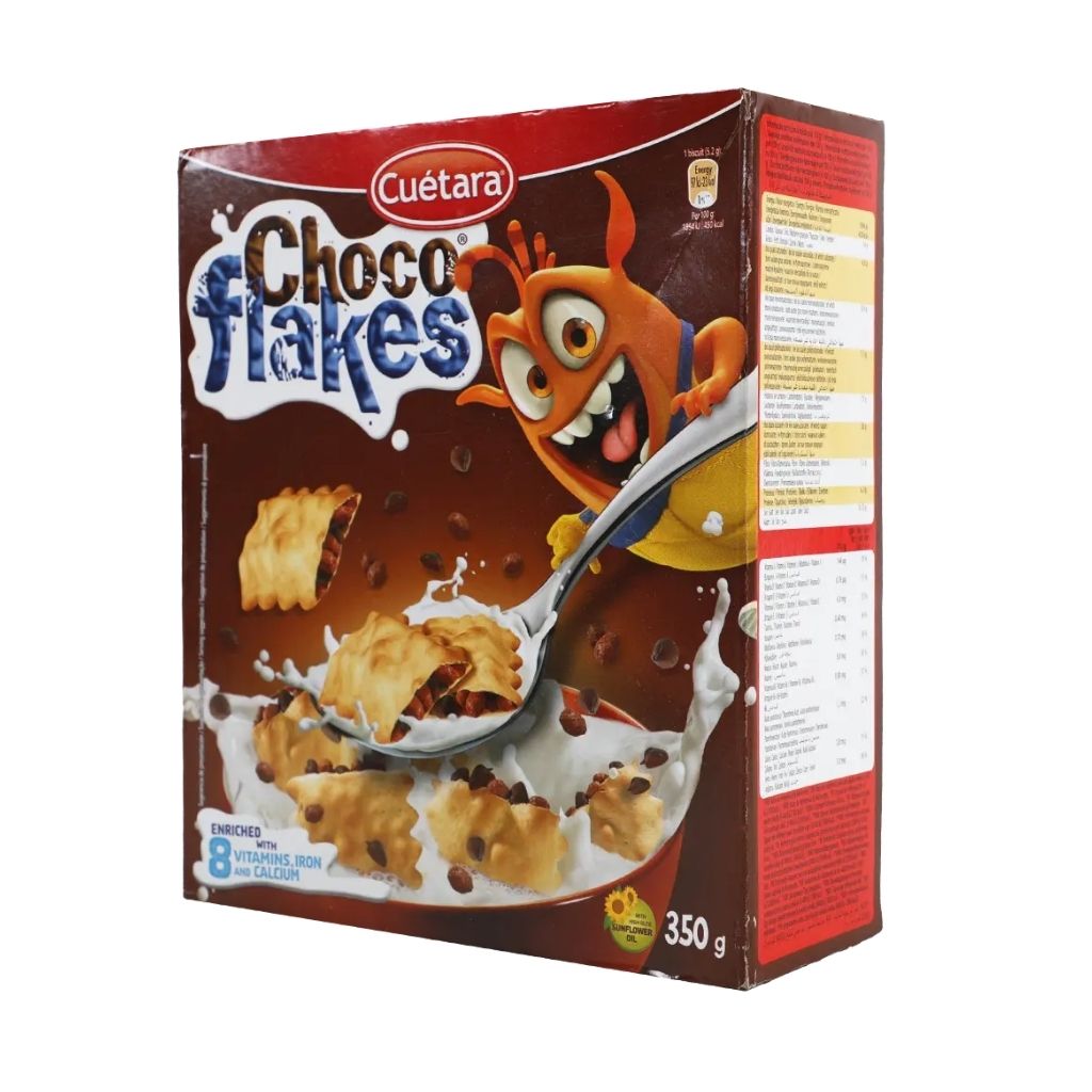 Cuetara, Choco Flakes Puffed Chocolaty Biscuits, Crispy chocolate-flavored puffed biscuits, 350g