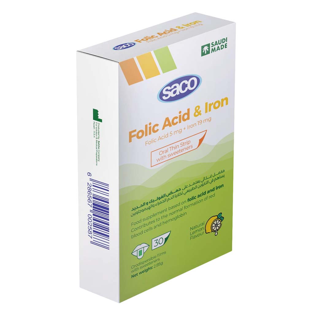 Saco Folic Acid And Iron 30 Oral Strips