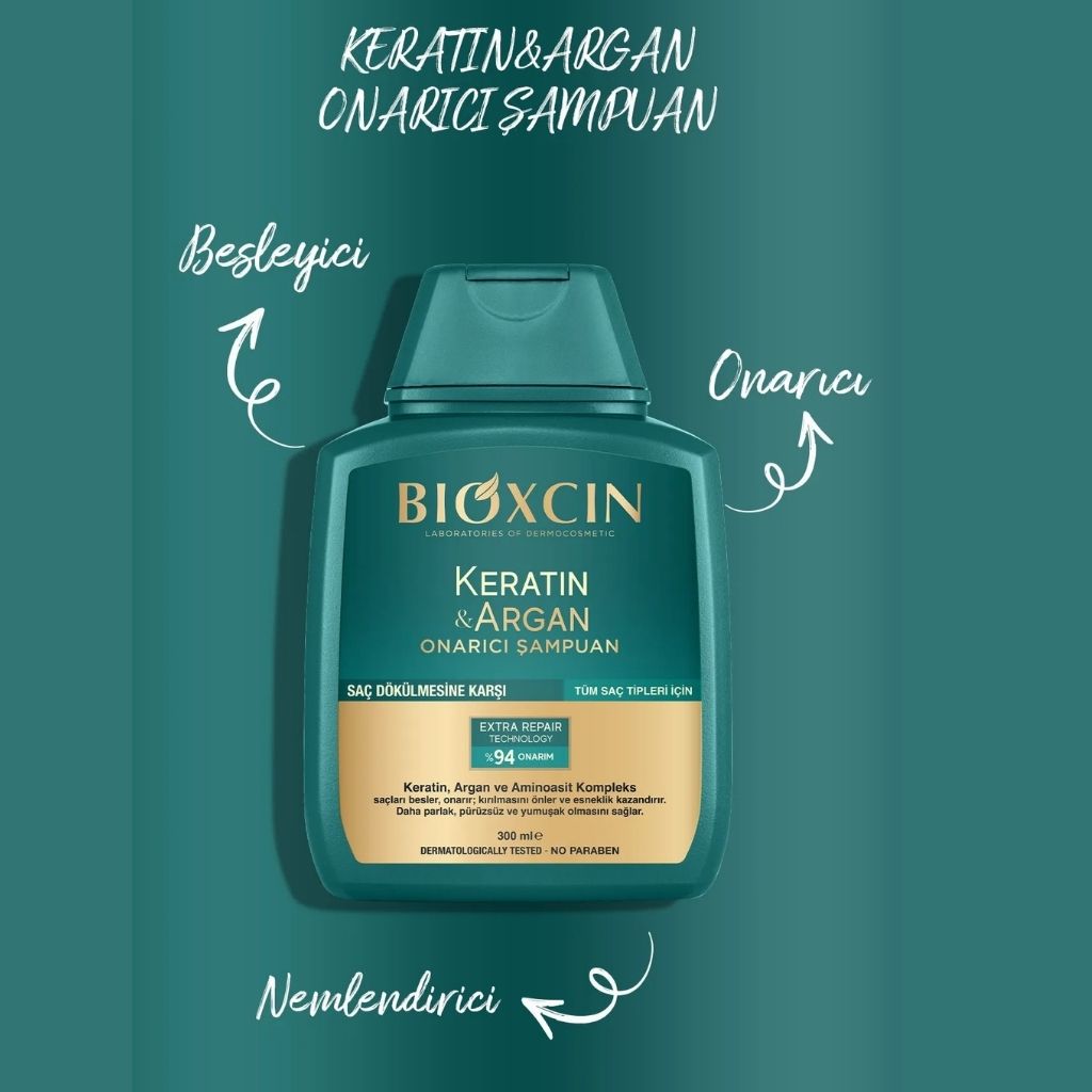 Bioxcin, Keratin & Argan Shampoo, Strengthening and nourishing shampoo, 300 ml