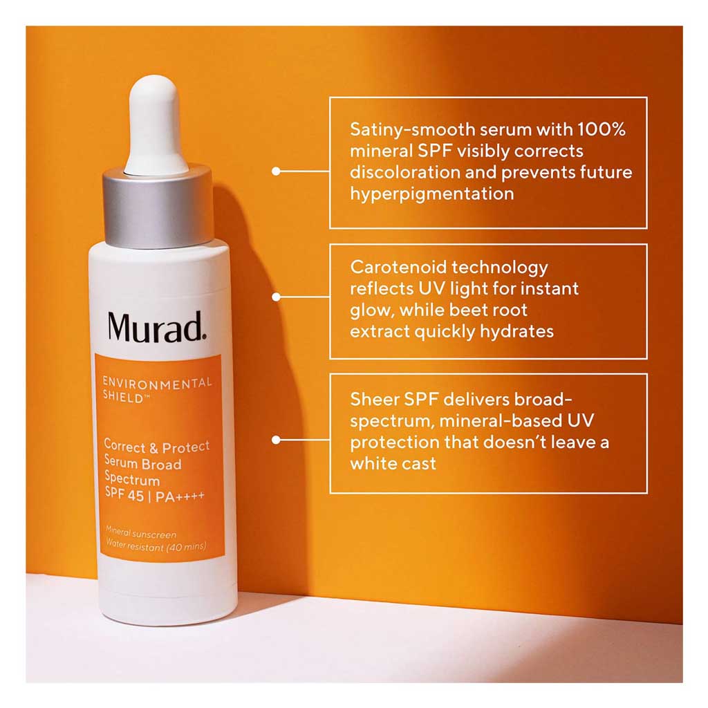 Murad, Correct & protect serum SPF 45, Antioxidant serum with broad spectrum sun protection, 30 ml