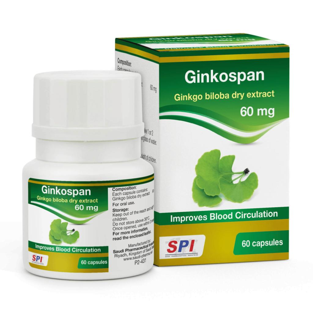 Ginkospan Ginkgo Biloba Dry Extract 60mg 60 Capsules