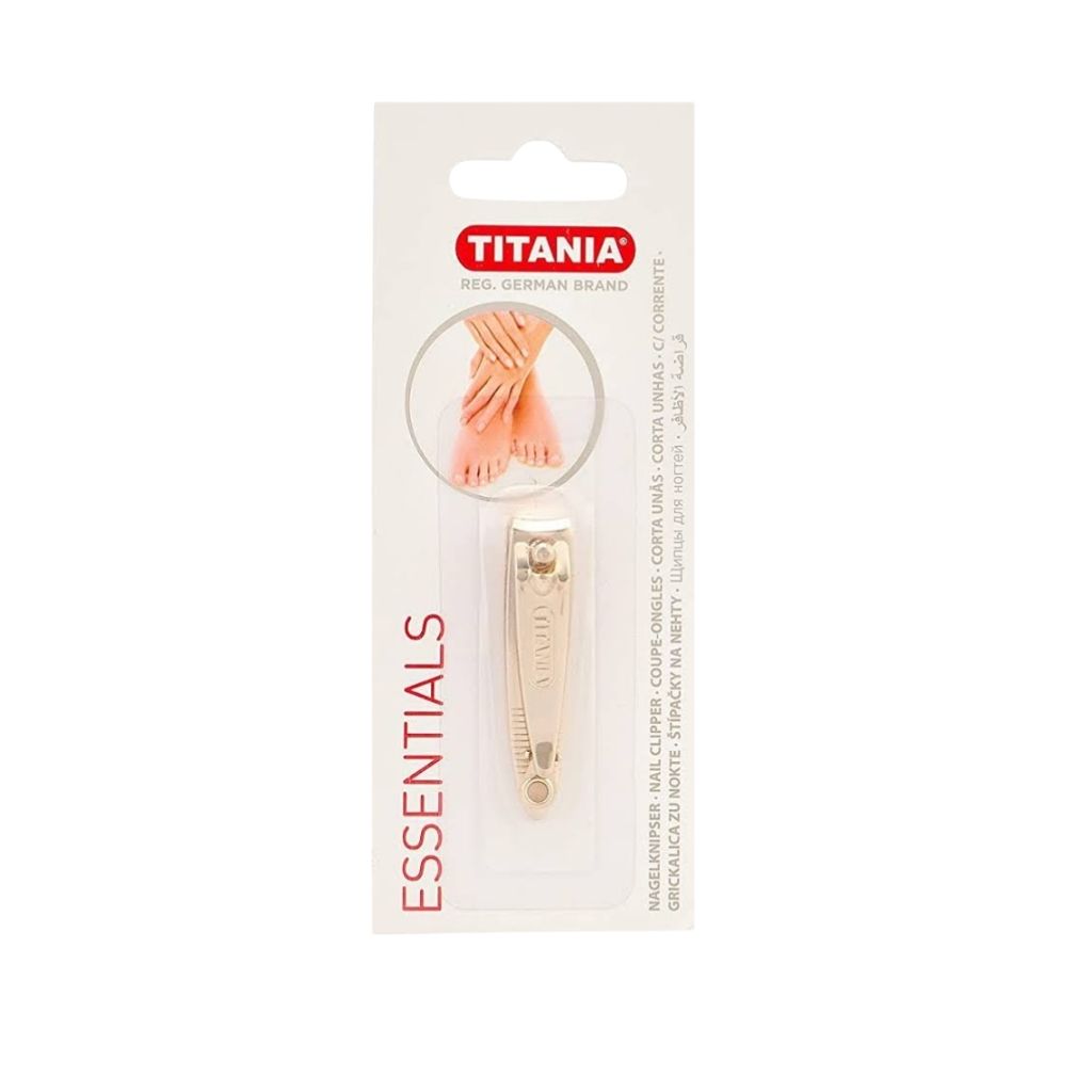 Titania, Small Gold Nail Clipper 1055, Gold-plated clipper for precise nail trimming
