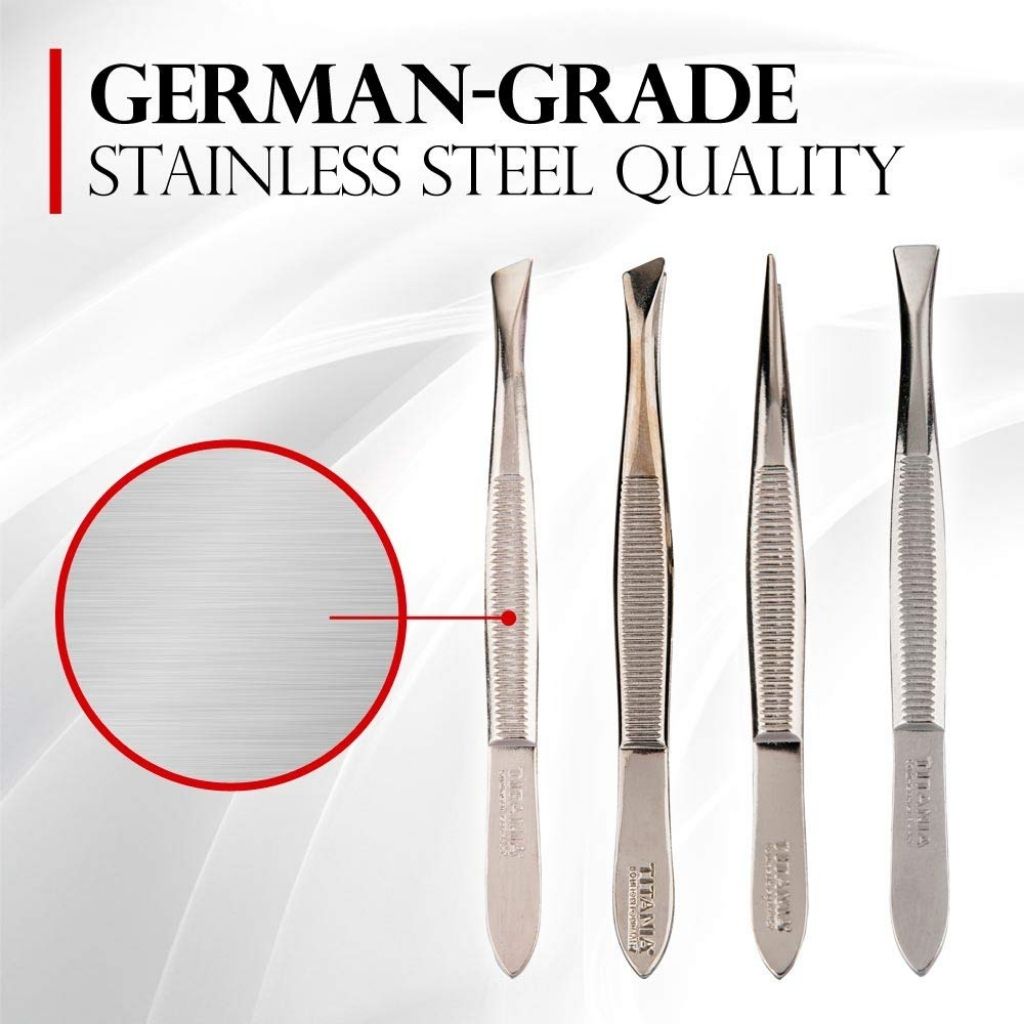 Titania, Tweezers High Grade Steel Stainless 1090/62, Precision stainless steel tweezers for hair removal