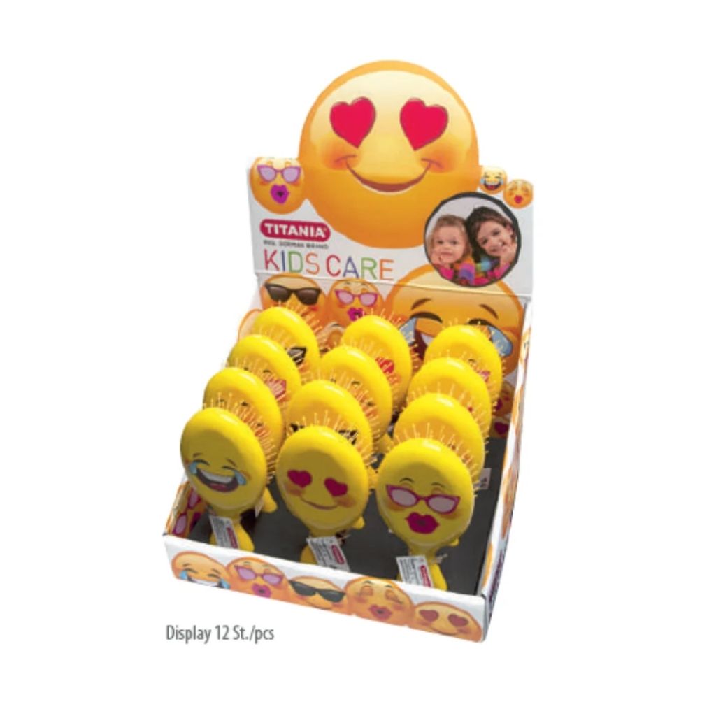 Titania, Children Hairbrush Smiley, Soft hairbrush designed for children with smiley design, Yellow