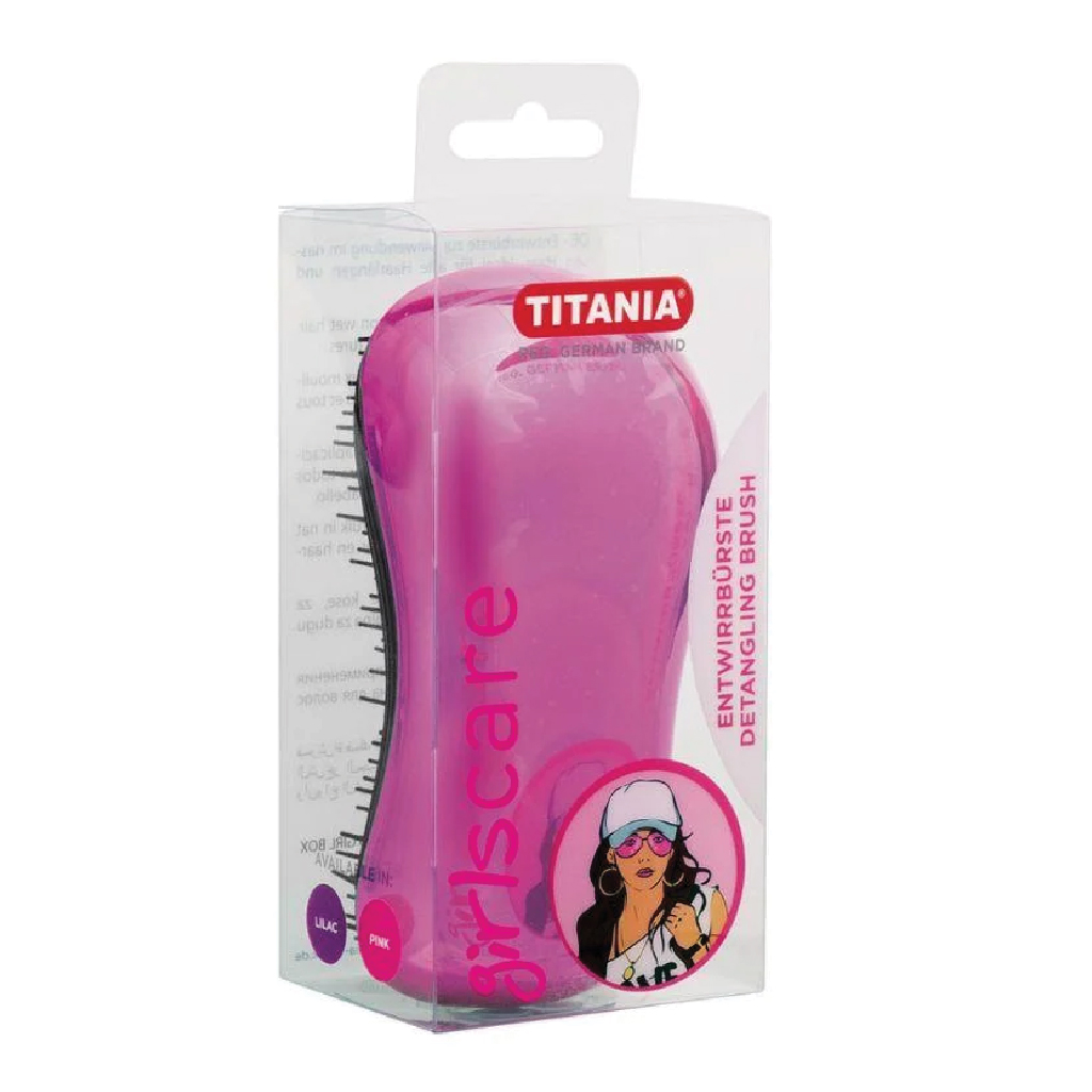 Titania, Detangling Brush Pink 1876, Gently detangles hair and adds shine, 13 cm