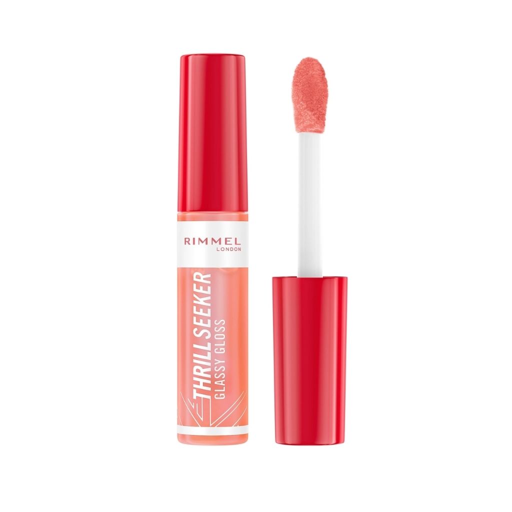 Rimmel, Thrill Seeker Glassy Gloss, High-shine moisturizing lip gloss, 250 Peachy Vibes