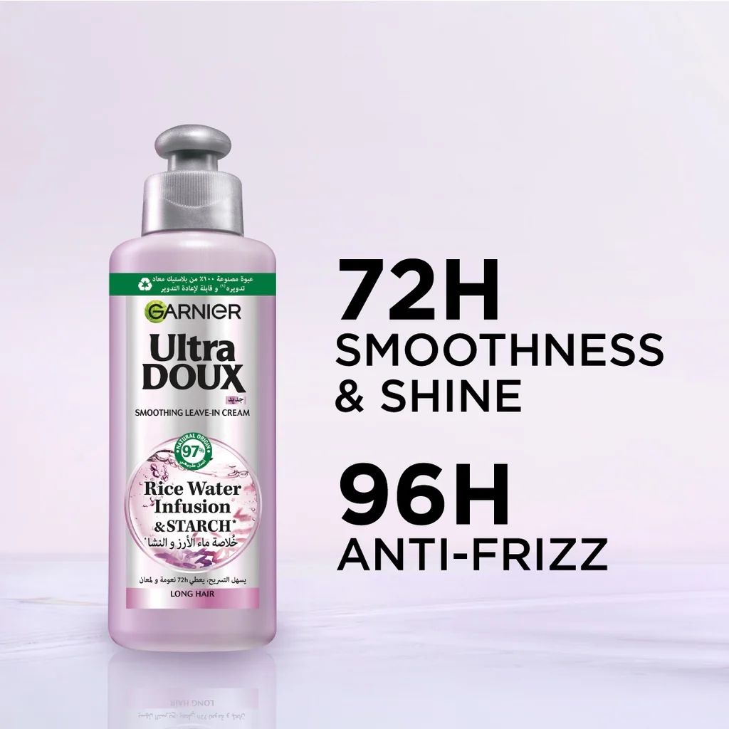 Garnier Ultra Doux, Rice Water Leave-In Conditioner, Lightweight leave-in conditioner for hair strengthening, 200ml
