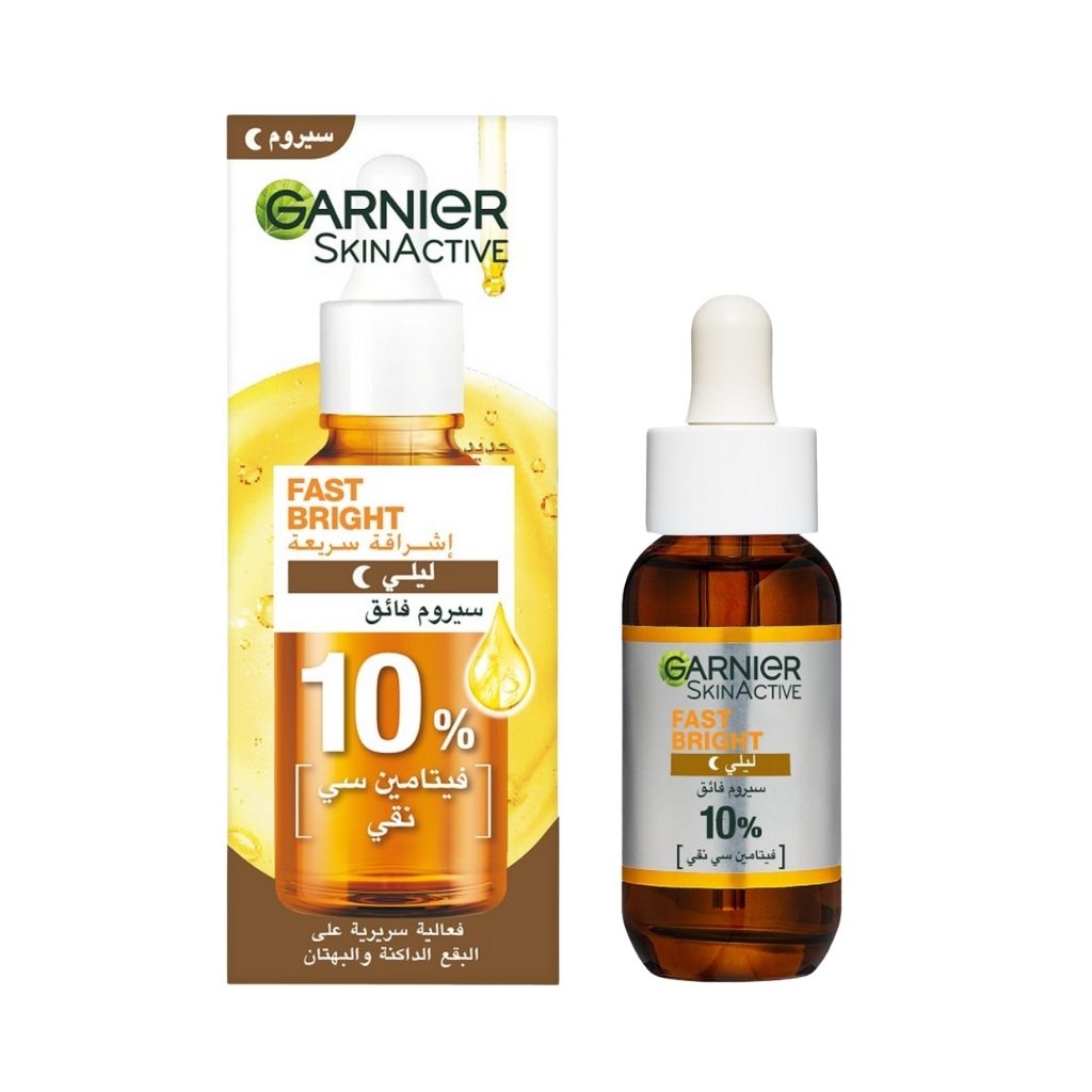 Garnier, SkinActive Fast Bright Overnight Booster Serum, Vitamin C Brightening Serum, 30ml