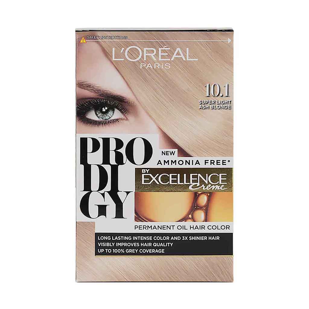 L'Oréal Prodigy, 101 Hair Oxi Ash Very Light Blonde, Permanent ammonia-free hair color for ash blonde, 122 ml