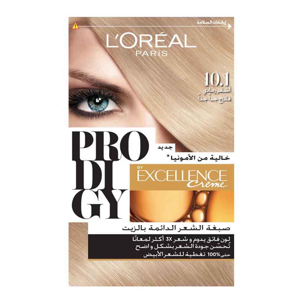 L'Oréal Prodigy, 101 Hair Oxi Ash Very Light Blonde, Permanent ammonia-free hair color for ash blonde, 122 ml