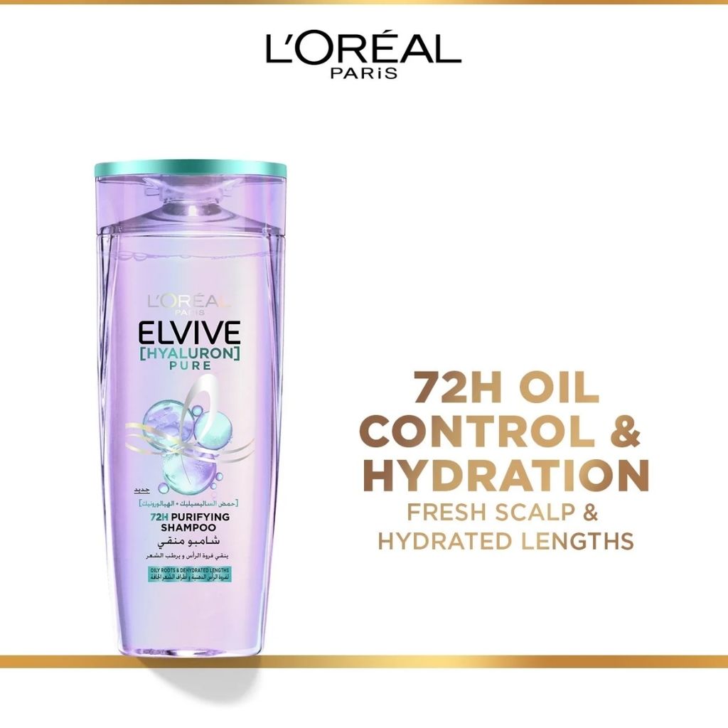 L’Oréal Elvive, Hyaluron Pure Shampoo, Moisturizing shampoo for hydrated soft hair, 200ml