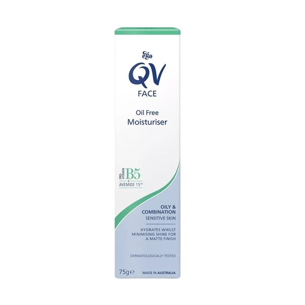 QV, Face Oil Free Moisturiser, Lightweight daily moisturizer for oily and sensitive skin, 75g