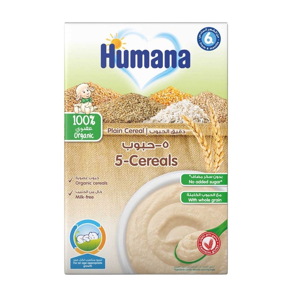 Humana, Organic Baby Cereal 5 Cereals, Nutrient-rich organic cereal blend, 200 g