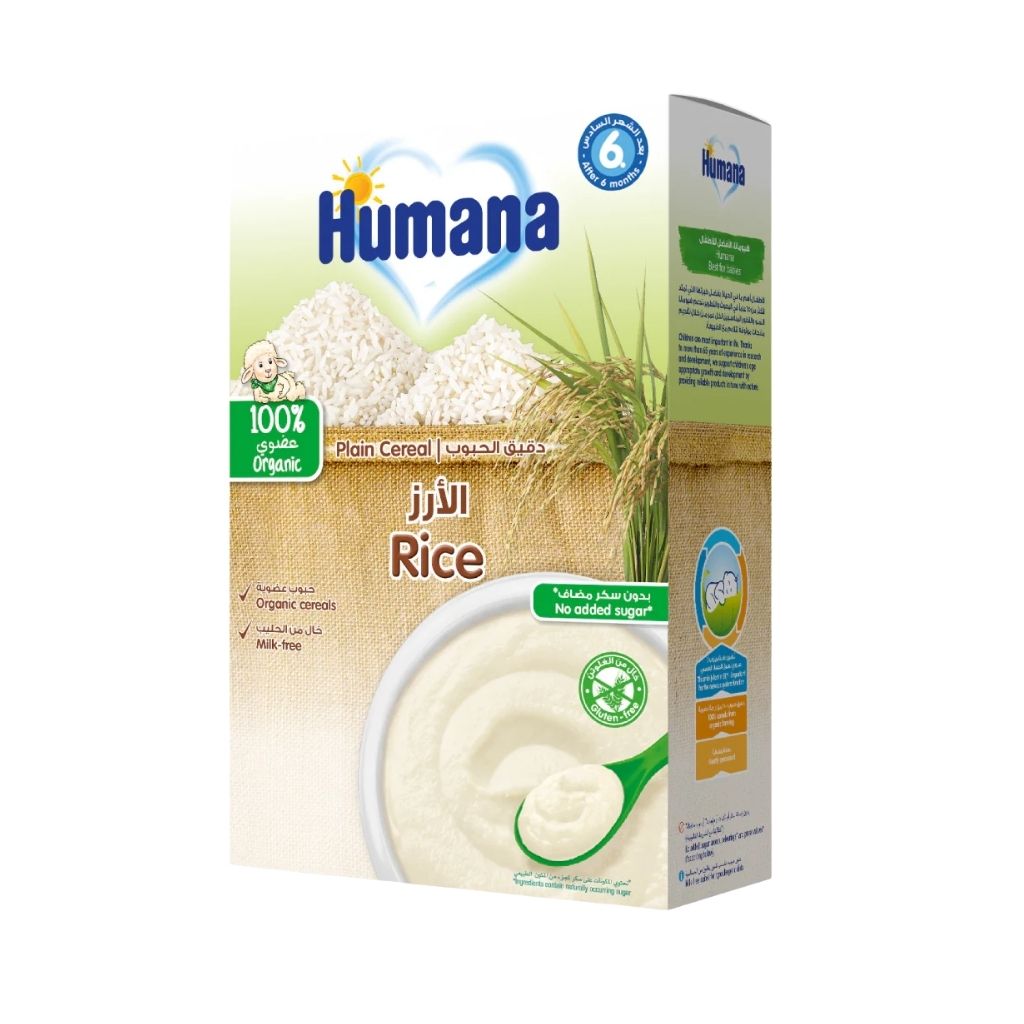 Humana, Organic Baby Cereal Rice, Gentle organic rice cereal for infants, 200 g