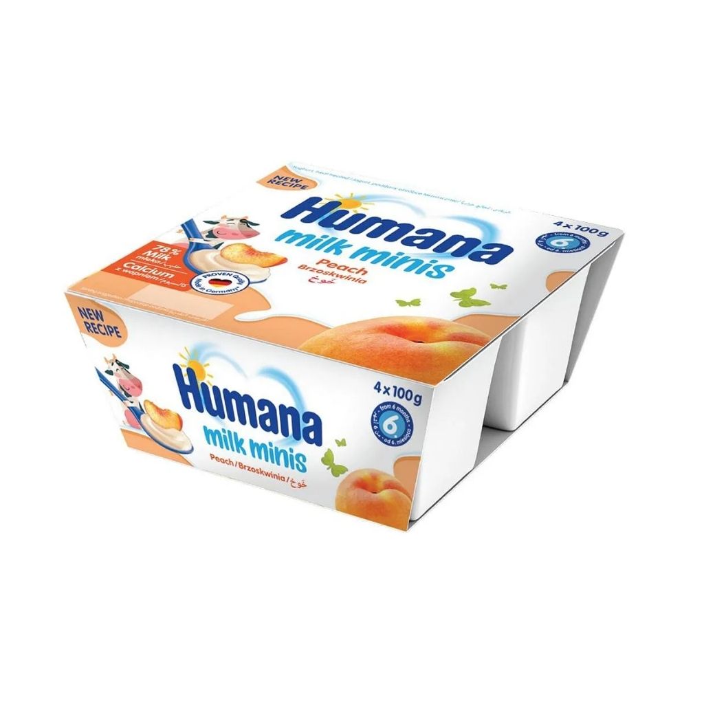 Humana, Milk Pudding Peach, Creamy peach flavored milk pudding snack, 100 g
