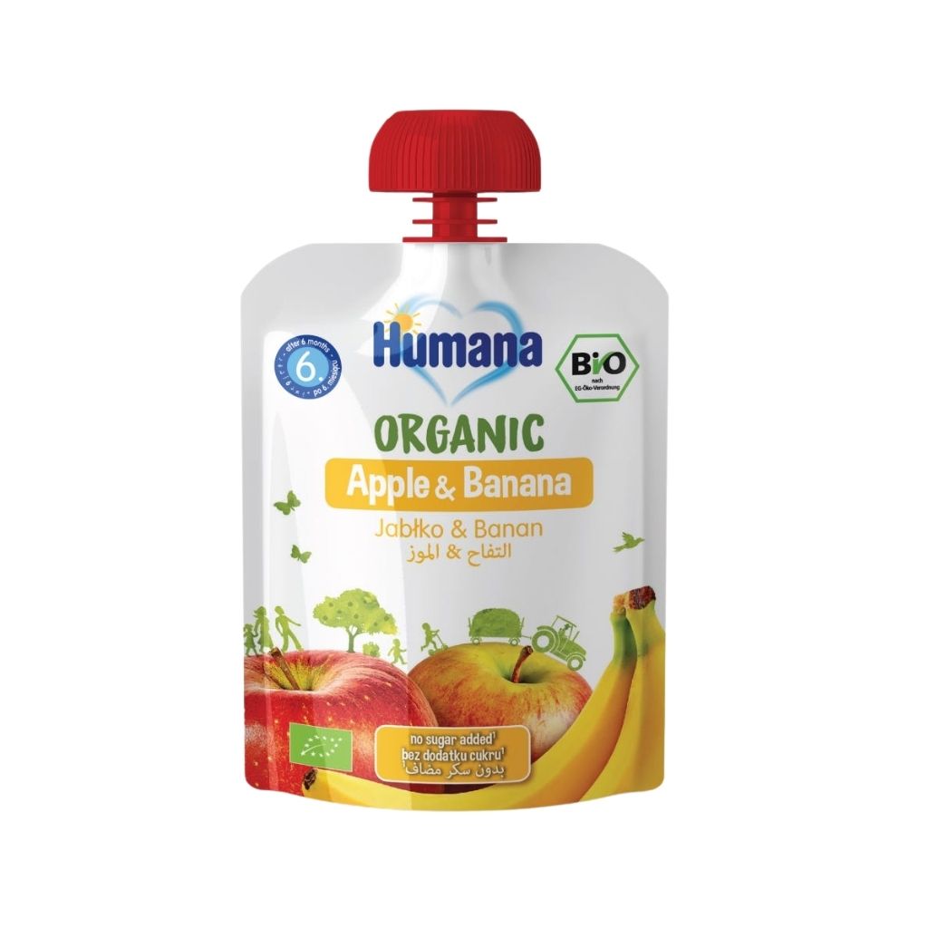 Humana, Baby apple and banana puree, Natural fruit puree for infants, 90g