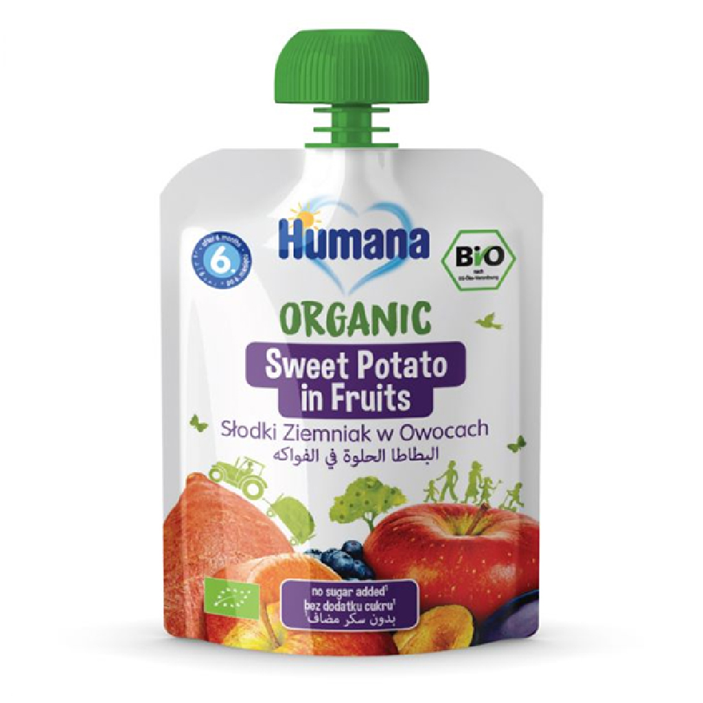 Humana, Baby Sweet Potato Puree, Nutrient-rich natural baby food puree, 90 g
