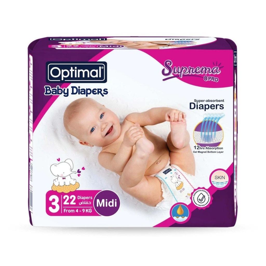 Optimal Baby, Diapers Size 3 Midi (4–9 kg), Comfortable absorbent baby diapers, 22 pcs
