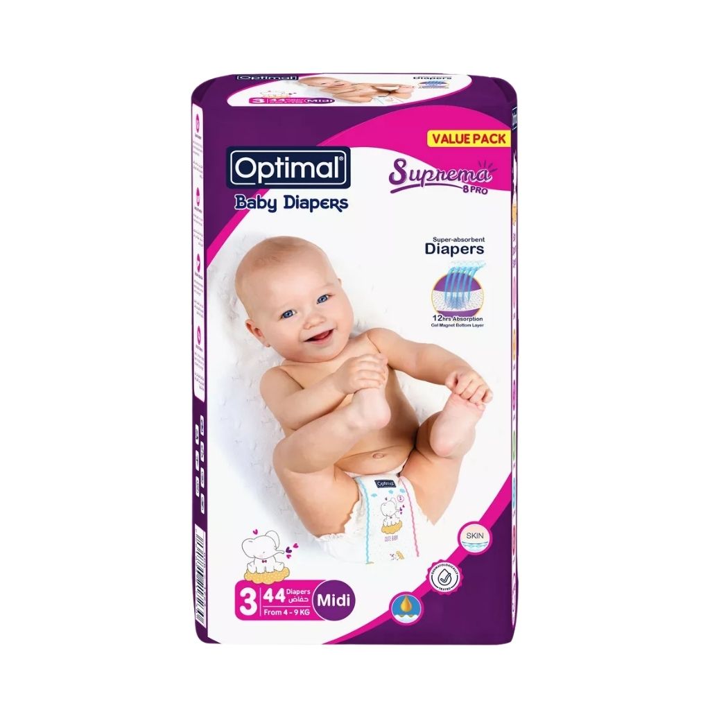 Optimal Baby Diapers, Size 3 Midi (4–9 kg), 44 pcs