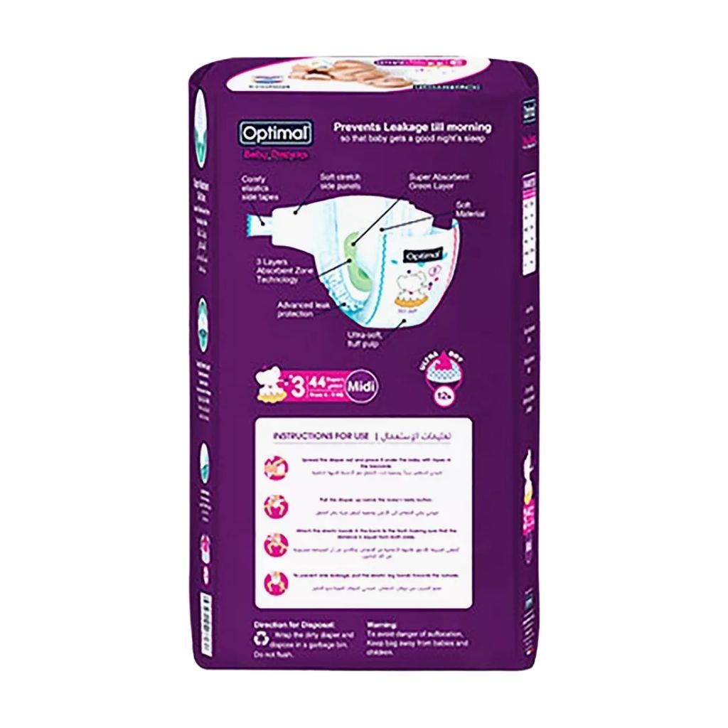 Optimal Baby Diapers, Size 3 Midi (4–9 kg), 44 pcs