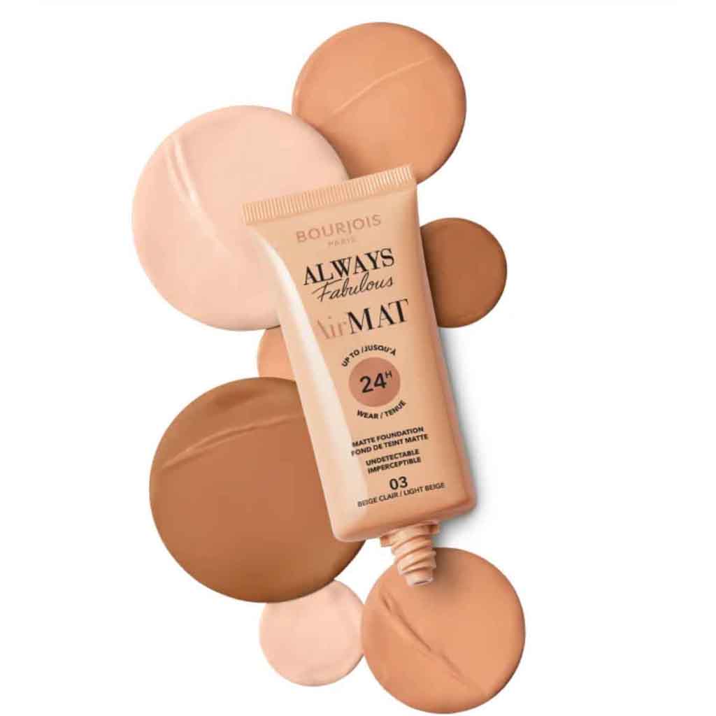 Bourjois, Air Mat Foundation, Lightweight matte finish foundation for natural complexion, Shade 03 Light Beige