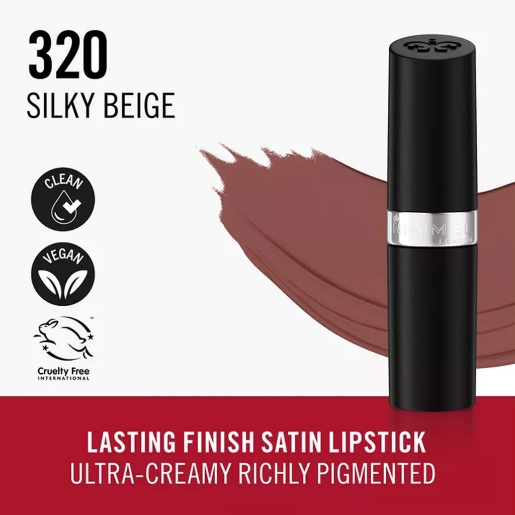 Rimmel London, Lasting Finish Lipstick 320 Silky Beige, Long-lasting lipstick with smooth finish