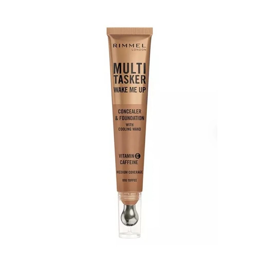 Rimmel, Multi-Tasker Wake Me Up Foundation & Concealer 090 Toffee, Foundation and concealer for deep warm skin tones