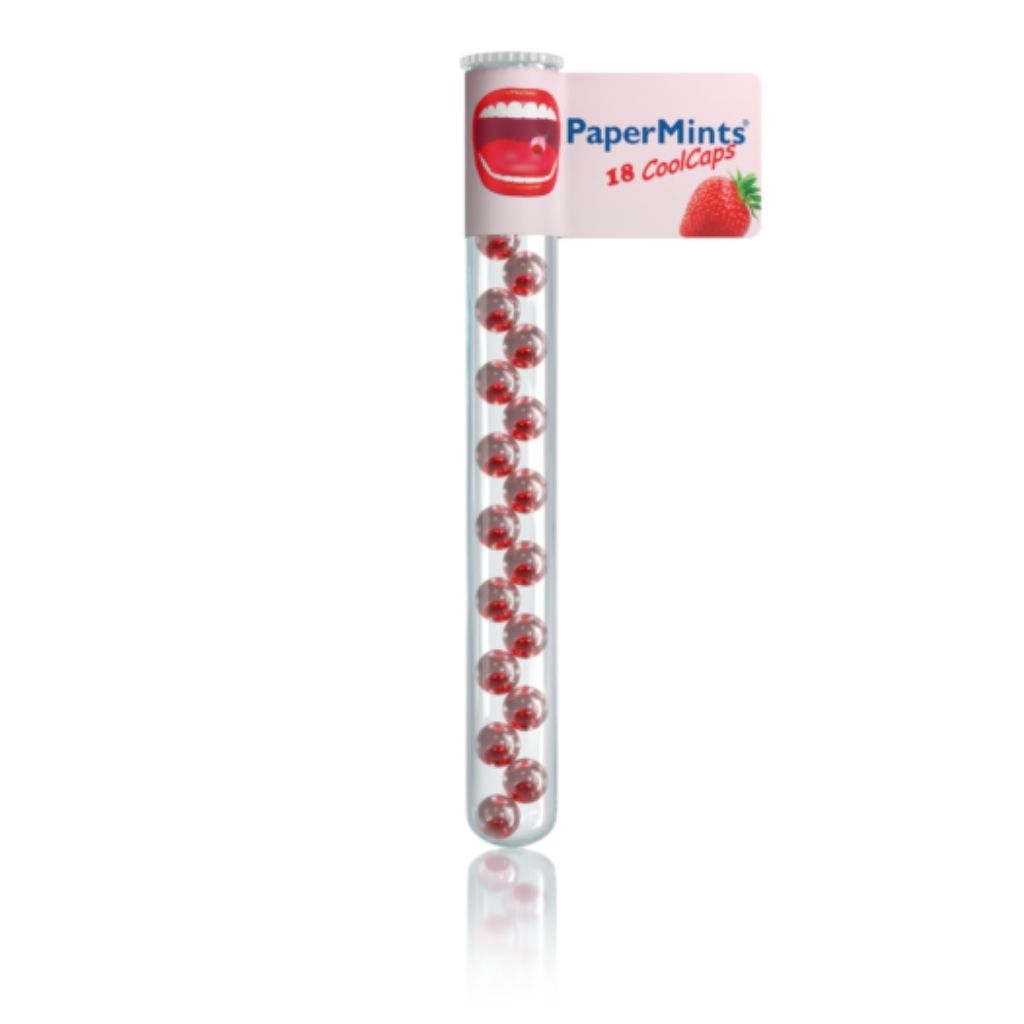 Paper Mint, Cool Caps Strawberry, Breath freshener capsules, 18 pcs