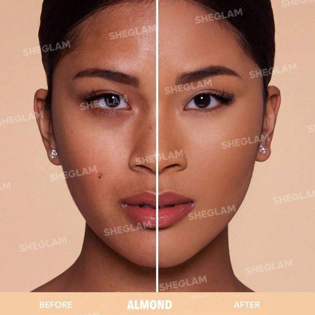 Sheglam, Skin-Focus High Coverage Powder Foundation Almond, Shine-control lightweight powder foundation